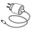 Phone Charger Adapter Doodle Drawing Illustration Vector