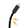 Phone charger deteriorate vector. free space for text. close up