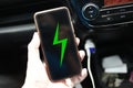 Charging Smart Phone in Car Royalty Free Stock Photo