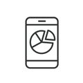 Phone chart, icon in line design. Phone, chart, data, mobile, statistics, graph, analysis on white background vector