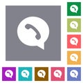 phone in chat bubble solid square flat icons Royalty Free Stock Photo