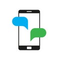 Phone chat vector icon in modern style. Vector isolated illustration. Speech bubble or sms design. Chat flat icon. Smartphone