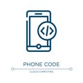 Phone code icon. Linear vector illustration from material devices collection. Outline phone code icon vector. Thin line symbol for