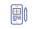 Phone code line icon. Smartphone app sign. Vector