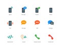 Phone colored icons on white background