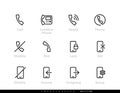 Phone Communication Statuses icon. Lock, Fax, Setup, Disable, End Call vector set. Editable line