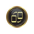 Phone connection icon on the black with gold round button Royalty Free Stock Photo