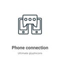 Phone connection outline vector icon. Thin line black phone connection icon, flat vector simple element illustration from editable Royalty Free Stock Photo