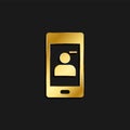 phone, contact, remove gold icon. Vector illustration of golden style