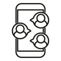 Phone contacts icon outline vector. Online message