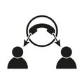 Phone conversation icon. Telephone help. Call center support. Vector illustration. Eps 10. Royalty Free Stock Photo