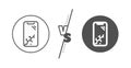 Smartphone broken line icon. Phone crash sign. Mobile device. Vector