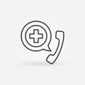 Phone with Cross outline icon. Emergency Call vector symbol