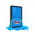 Phone crying tears isolated. cry smartphone Cartoon Style Vector