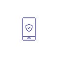 Phone data encryption privacy line icon. Password security technology