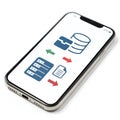Phone database transfer isolated on white background