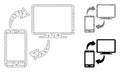 Phone-Desktop Sync Vector Mesh Carcass Model and Triangle Mosaic Icon Royalty Free Stock Photo