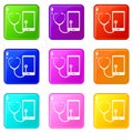 Phone diagnosis icons 9 set