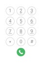 Phone dial number keypad screen mobile call. Dial keypad smartphone vector ui template