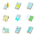 Phone disassembled icons set, cartoon style Royalty Free Stock Photo