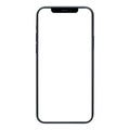 Phone display with blank white screen, Mobile phone isolated on white background with clipping path. Royalty Free Stock Photo