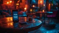 A phone displaying an \'Access Denied\' message on a dimly lit wooden table in a cozy setting Royalty Free Stock Photo