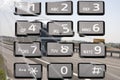 The phone diverts attention from driving. The concept of safe driving. Keyboard phone. Collage Royalty Free Stock Photo