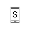 phone dollar icon. Element of finance for mobile concept and web apps icon. Thin line icon for website design and development, app