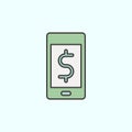 phone, dollar, money color vector icon, vector illustration