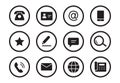 Phone, email contact icon. Mail, telephone adress, message symbol for website button. Black solid pictogram design style Royalty Free Stock Photo