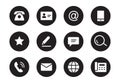 Phone, email contact icon. Mail, telephone adress, message symbol for website button. Black solid pictogram design style Royalty Free Stock Photo