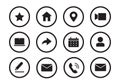 Phone, email contact icon. Mail, telephone adress, message symbol for website button. Black solid pictogram design style Royalty Free Stock Photo