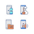 Phone errors RGB color icons set