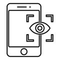 Phone eye authentication icon, outline style Royalty Free Stock Photo