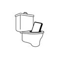 Phone fell into toilet. Smartphone in wc. vector illustration Royalty Free Stock Photo