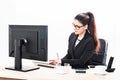 Phone assistant and administrator woman in office