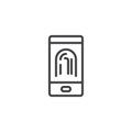 Phone fingerprint protection line icon