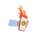 Urgent business call, phone in fire Royalty Free Stock Photo