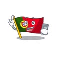With phone flag portugal character in shape cartoon