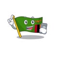 With phone flag zambia mascot isolated with character