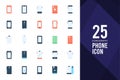 25 Phone Flat icon pack. vector illustration Royalty Free Stock Photo