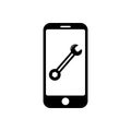 Phone with flat spanner icon symbol for app and web Royalty Free Stock Photo