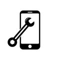 Phone with flat spanner icon symbol for app and web Royalty Free Stock Photo