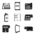 Phone flexible display icons set, simple style