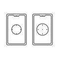 Phone with focal point or focus icon design. Vector