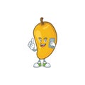 With phone fresh mango character cartoon with mascot