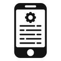 Phone gear support icon simple vector. Data paper