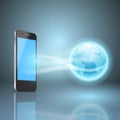 Phone and the globe, mobile internet concept