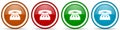Phone glossy icons, set of modern design buttons for web, internet and mobile applications in four colors options isolated on