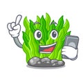 With phone green seaweed in the cartoon shape
